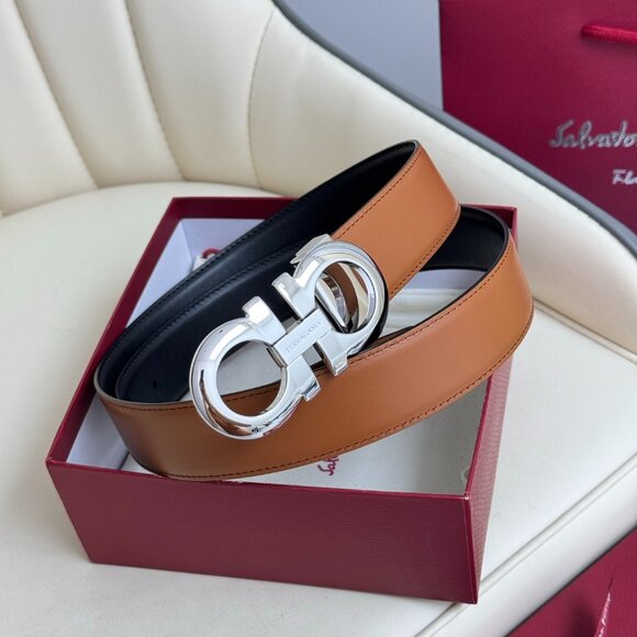 Classic Ferragamo Reversible Belt with Silver Buckle - Picture 1 of 5